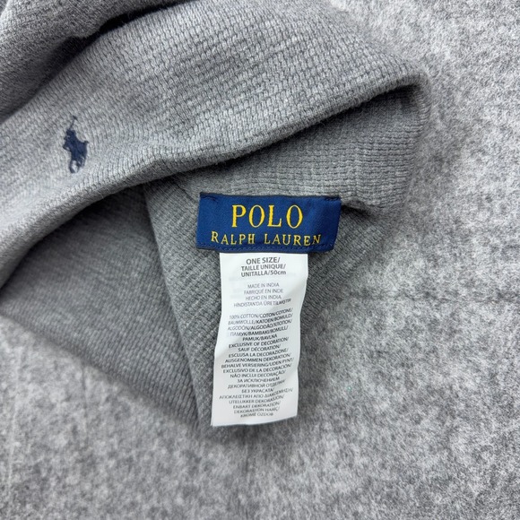 Polo Ralph Lauren Hat Mens One Size Gray Cotton Beanie Skull Cap Pony Logo - Picture 4 of 4